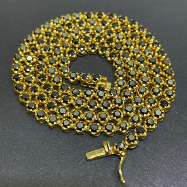 4.5MM 14K BLACK DIAMOND TENNIS CHAIN ICED OUT