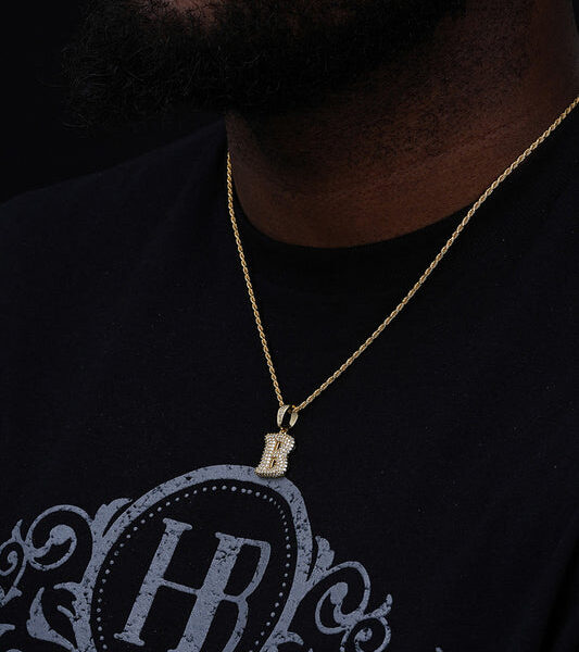 MOISSANITE A - Z Initials Bubble Letter Iced Out Pendant - 14k Yellow/Rose Gold Vermeil or 925 Silver - Small 1"