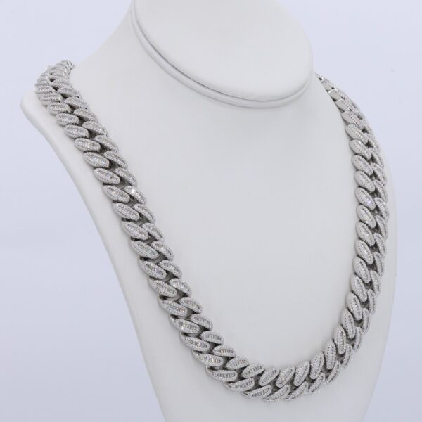 15MM Miami Baguette VVS Moissanite Cuban Chain 22 Inch