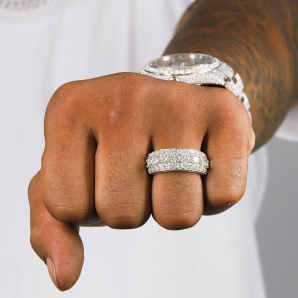 Big Stone Half Band VVS Moissanite Diamond Ring