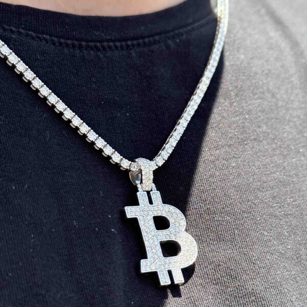 ICED OUT TENNIS CHAIN & BITCOIN PENDANT MATCHING SET