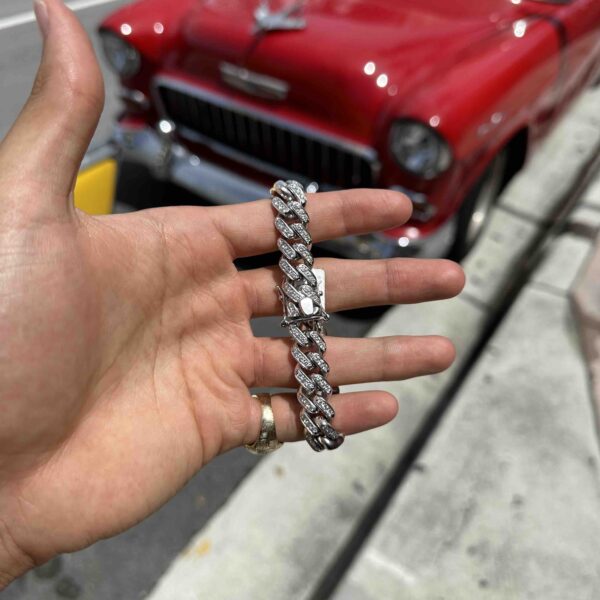 14K WHITE GOLD BUST DOWN CUBAN BRACELET | 105 G