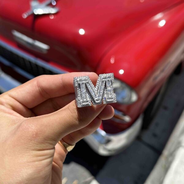 10K WHITE GOLD "M" INITIAL RING