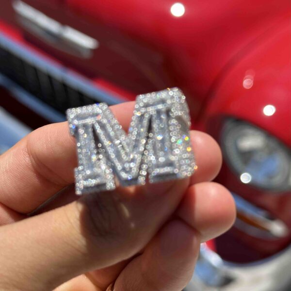 10K WHITE GOLD "M" INITIAL RING