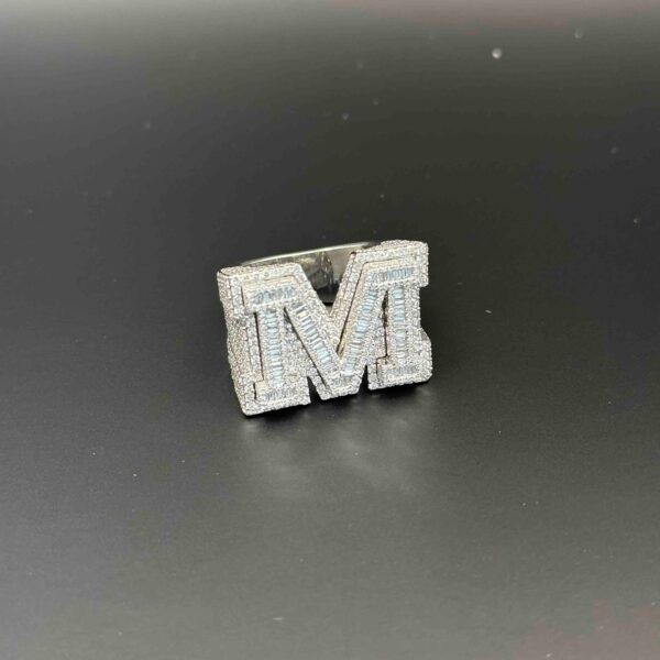 10K WHITE GOLD "M" INITIAL RING