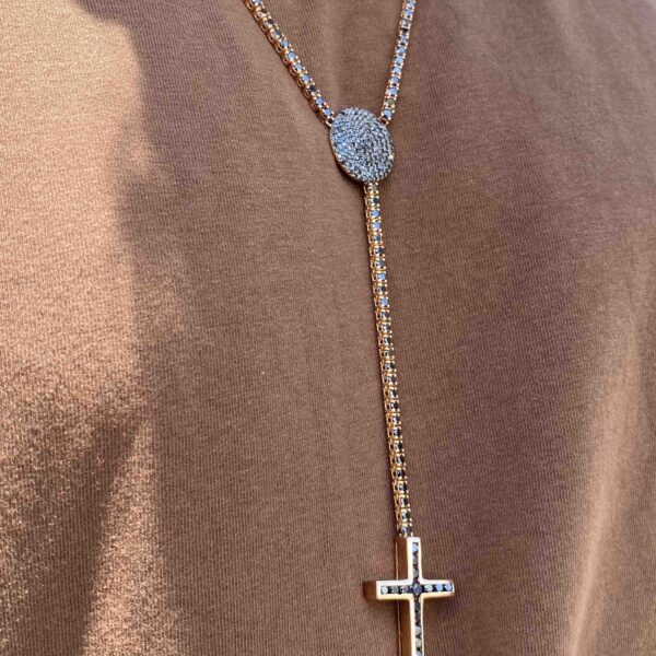 ROSE GOLD DIAMOND TENNIS CROSS NECKLACE