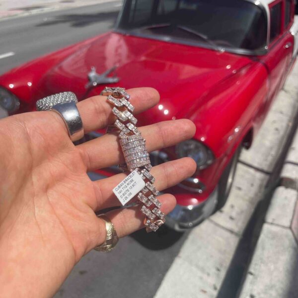 14K BUST DOWN CUBAN LINK BRACELET BAGUETTE DIAMONDS | 71 GRAMS 14 CT