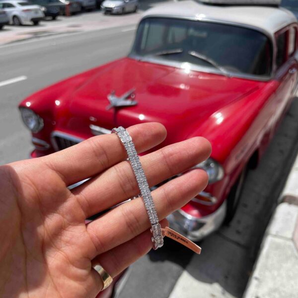 DIAMOND 14K BAGUETTE BRACELET ICED OUT 17 GRAMS NATURAL 💎