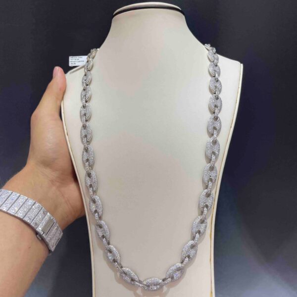 14K WHITE GOLD GUCCI LINK CHAIN ICED OUT | 29 CT VS1