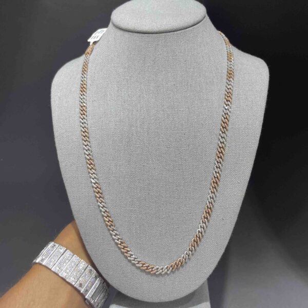 10K ROSE TWO TONE 5MM MIAMI CUBAN LINK CHAIN ICED OUT