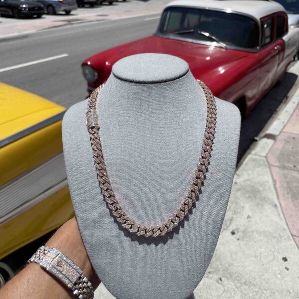 10K ROSE GOLD 10MM ICED OUT CUBAN LINK CHAIN 10MM