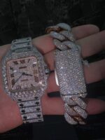 Cartier + Cuban Bracelet rose gold Vvs Moissanite - Image 3
