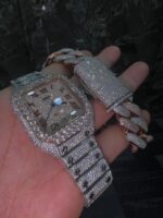 Cartier + Cuban Bracelet rose gold Vvs Moissanite