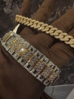 Fully iced Cartier-style watch & Cuban link bracelet set – bust down luxury combo - Image 4