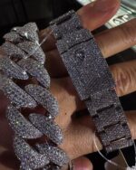 Fully iced Rolex-style Datejust watch & Cuban link bracelet set – white ice bust down combo - Image 2