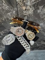 Ultimate iced luxury combo – watches, bracelet & designer sunglasses set - Image 3