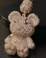 Fully Iced Teddy Bear Pendant – Rose Gold Bust Down Moissanite Piece