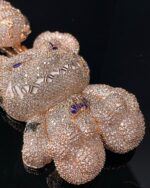 Fully Iced Teddy Bear Pendant – Rose Gold Bust Down Moissanite Piece - Image 2