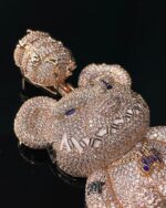 Fully Iced Teddy Bear Pendant – Rose Gold Bust Down Moissanite Piece - Image 3