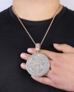 Fully Iced Round Medallion Pendant – Moissanite Bust Down Coin Chain - Image 2