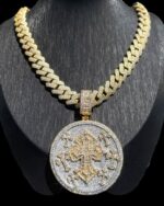 Fully Iced Round Medallion Pendant – Moissanite Bust Down Coin Chain