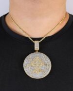 Fully Iced Round Medallion Pendant – Moissanite Bust Down Coin Chain - Image 4