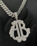 Custom fully iced initial pendant – bust down moissanite letter piece - Image 2