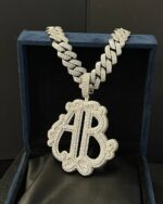 Custom fully iced initial pendant – bust down moissanite letter piece