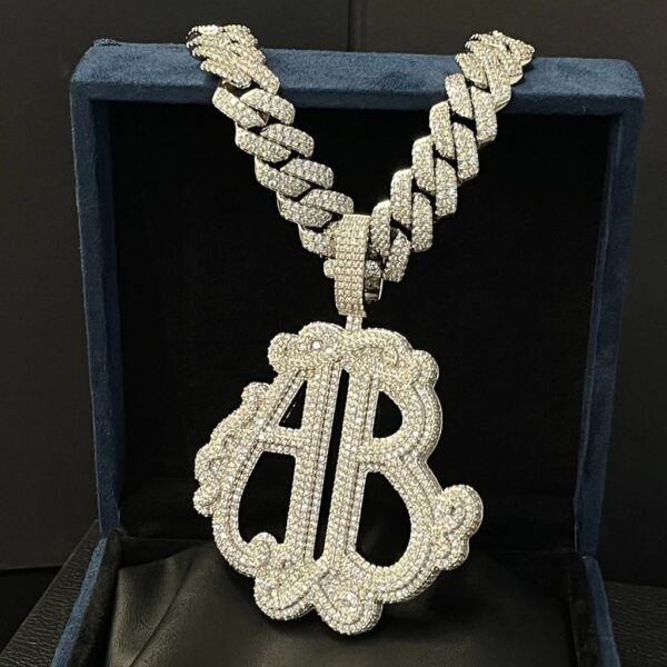 Custom fully iced initial pendant – bust down moissanite letter piece