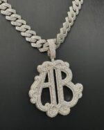 Custom fully iced initial pendant – bust down moissanite letter piece - Image 4