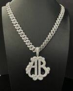Custom fully iced initial pendant – bust down moissanite letter piece - Image 3