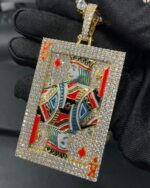 King card fully iced pendant – bust down moissanite playing card piece - Image 2