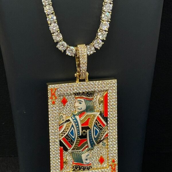 King card fully iced pendant – bust down moissanite playing card piece