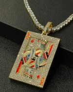 King card fully iced pendant – bust down moissanite playing card piece - Image 3