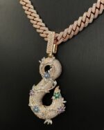 Fully iced thorn letter pendant – custom moissanite luxury statement piece