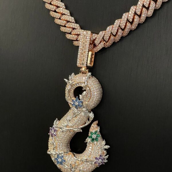 Fully iced thorn letter pendant – custom moissanite luxury statement piece