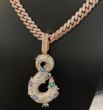 Fully iced thorn letter pendant – custom moissanite luxury statement piece - Image 5