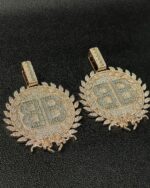 Fully iced double initial pendant – bust down moissanite custom BB piece