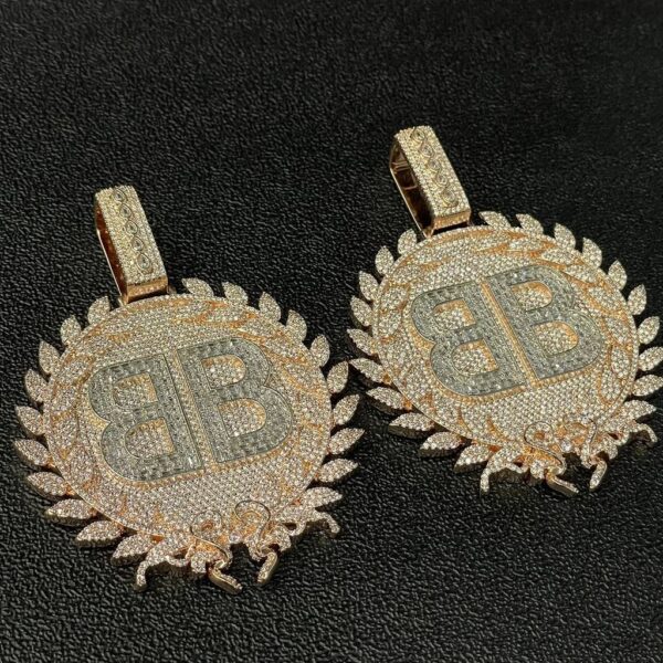 Fully iced double initial pendant – bust down moissanite custom BB piece