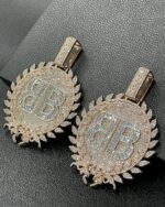 Fully iced double initial pendant – bust down moissanite custom BB piece - Image 3