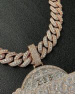 Fully iced world globe pendant with Cuban chain – custom moissanite global piece - Image 2