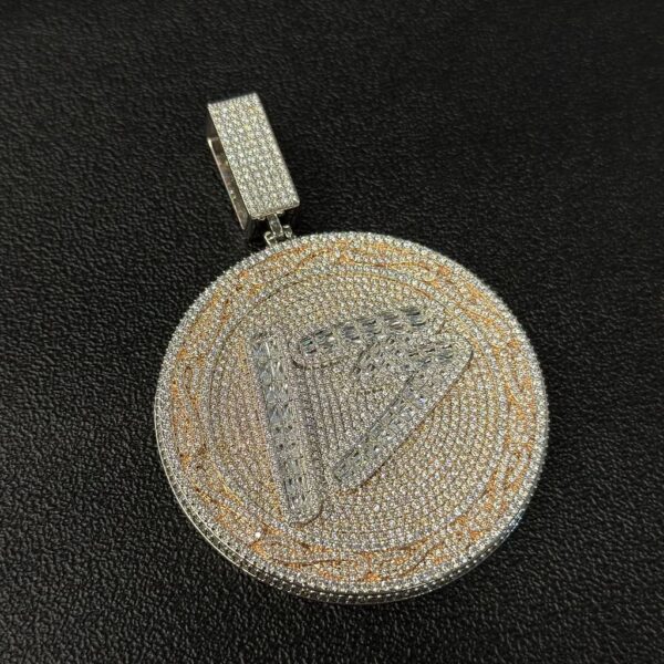 Fully iced 12 medallion pendant with tennis chain – bust down moissanite number piece