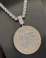 Fully iced 12 medallion pendant with tennis chain – bust down moissanite number piece - Image 3