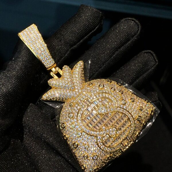 Fully iced “12” medallion pendant design Bust down