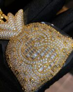 Fully iced “12” medallion pendant design Bust down - Image 3