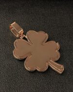 Fully iced four-leaf clover pendant – bust down moissanite lucky charm piece - Image 2