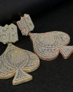 Fully iced spade pendant with Cuban link chain – bust down moissanite poker statement set - Image 2