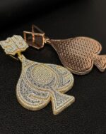 Fully iced spade pendant with Cuban link chain – bust down moissanite poker statement set - Image 4