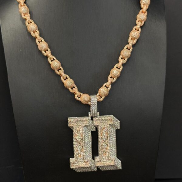 Fully iced roman numeral III pendant – bust down moissanite number piece