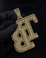 Fully iced TB initial pendant – bust down moissanite custom letter piece - Image 2